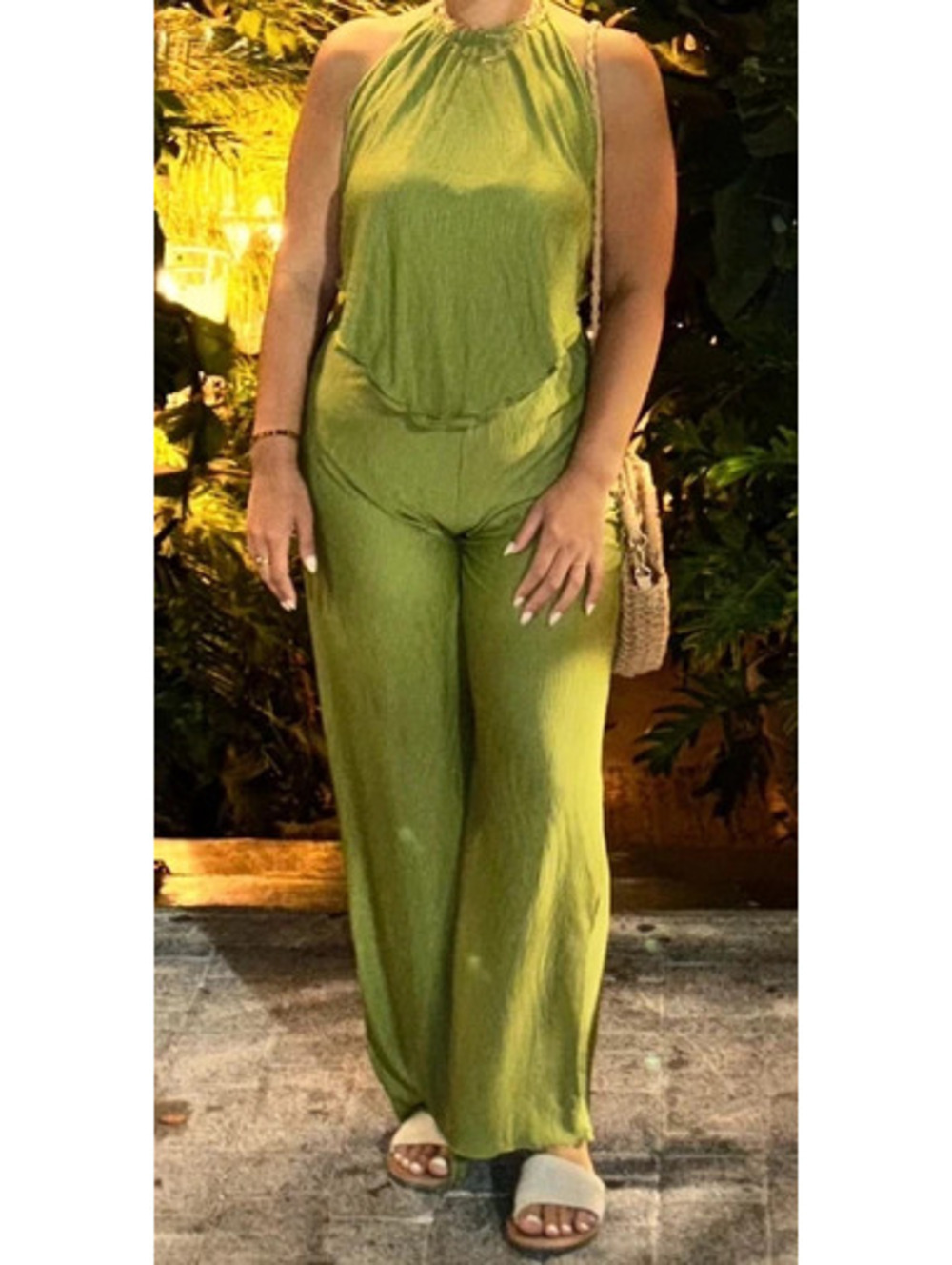 SHEIN green two piece flowy set size large